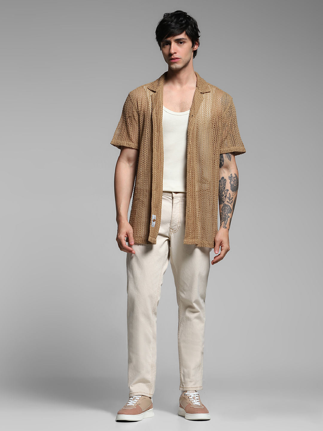 Brown Sheer Overshirt