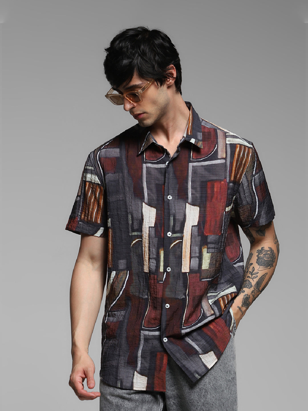 Printed Comfort Fit Shirt - M