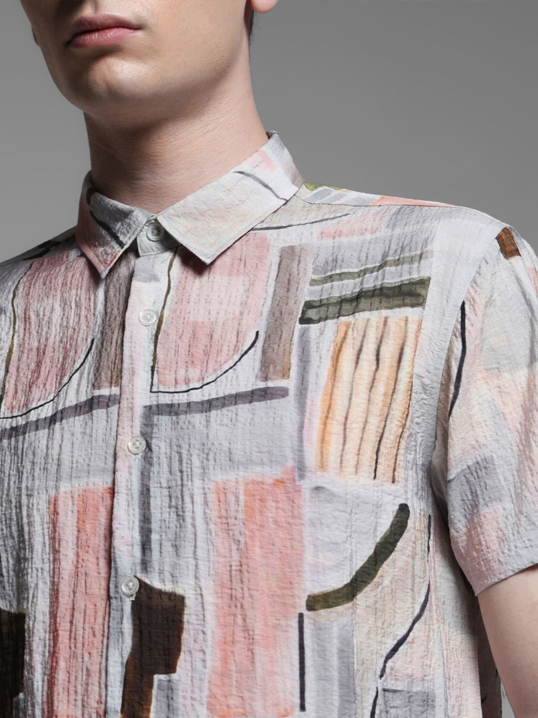 GREY ABSTRACT PRINT SHIRT
