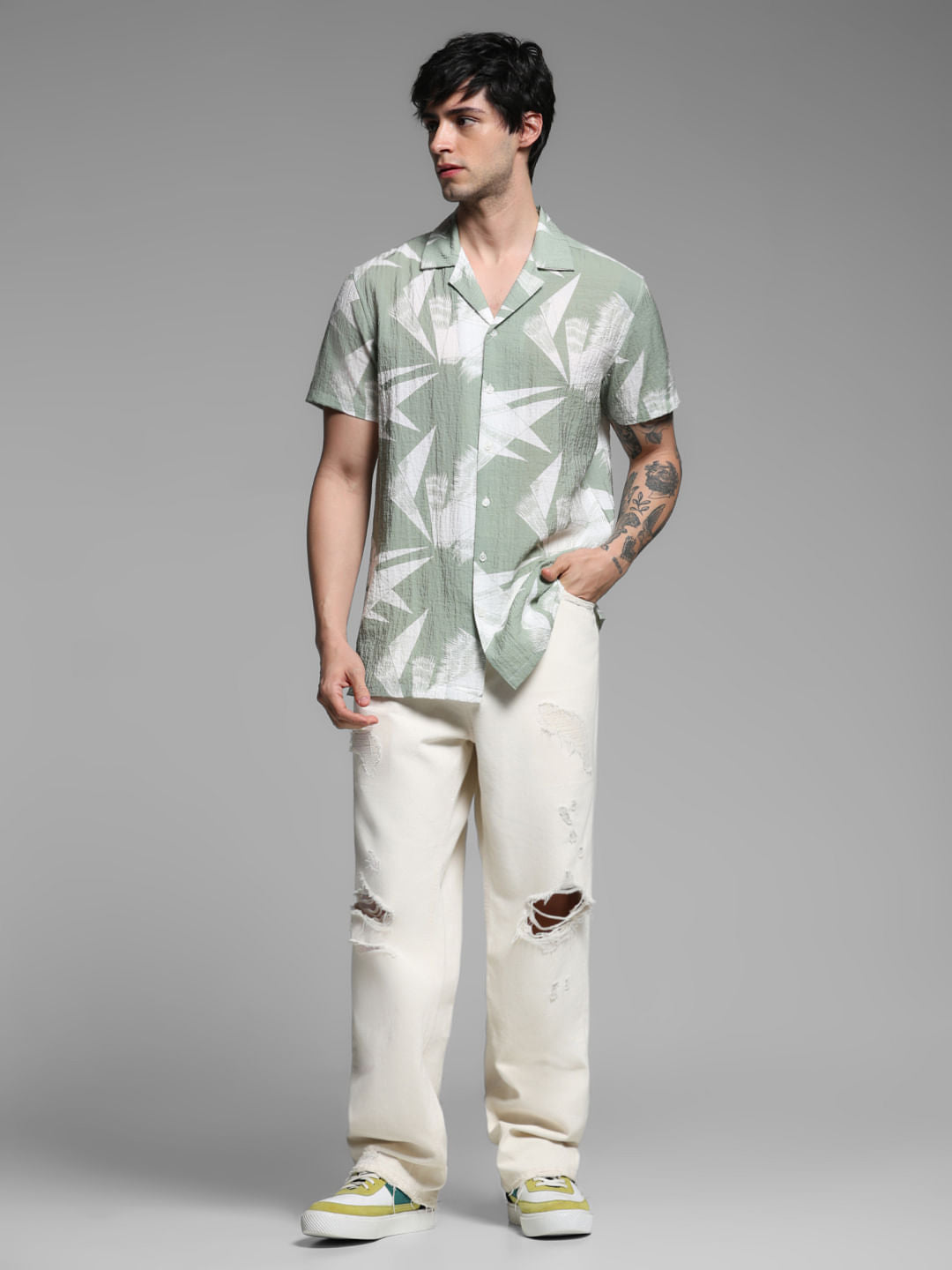Green Printed Lyocell Shirt