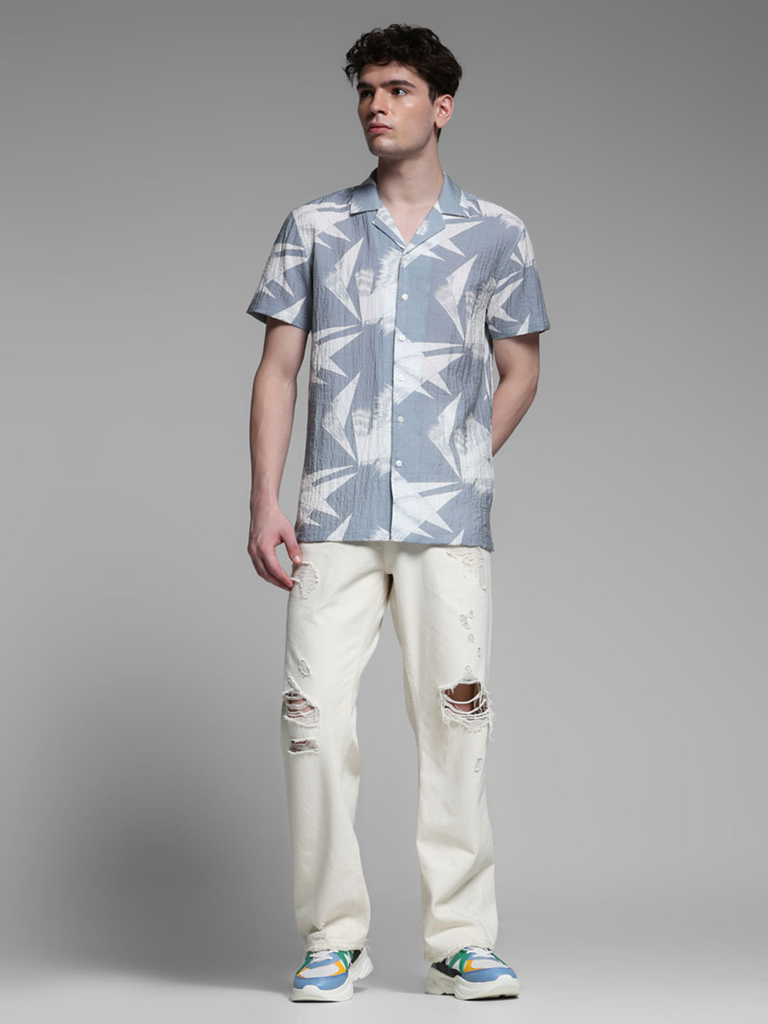 GREY LYOCELL PRINTED SHIRT