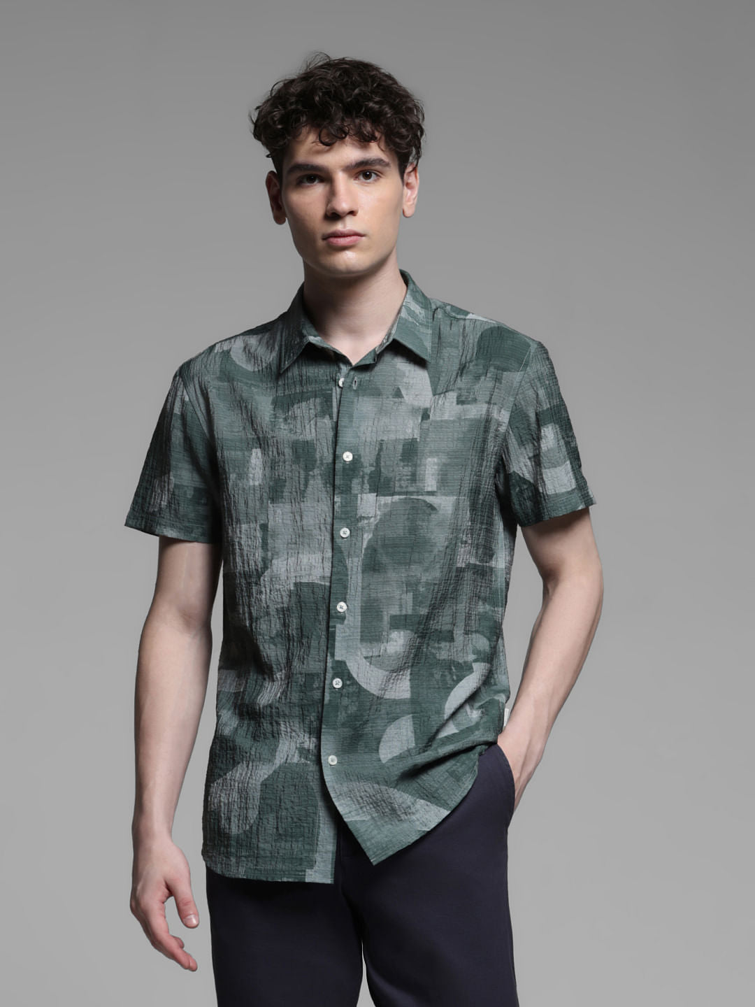 GREEN ABSTRACT PRINT SHIRT