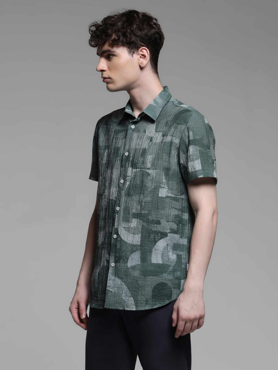 GREEN ABSTRACT PRINT SHIRT