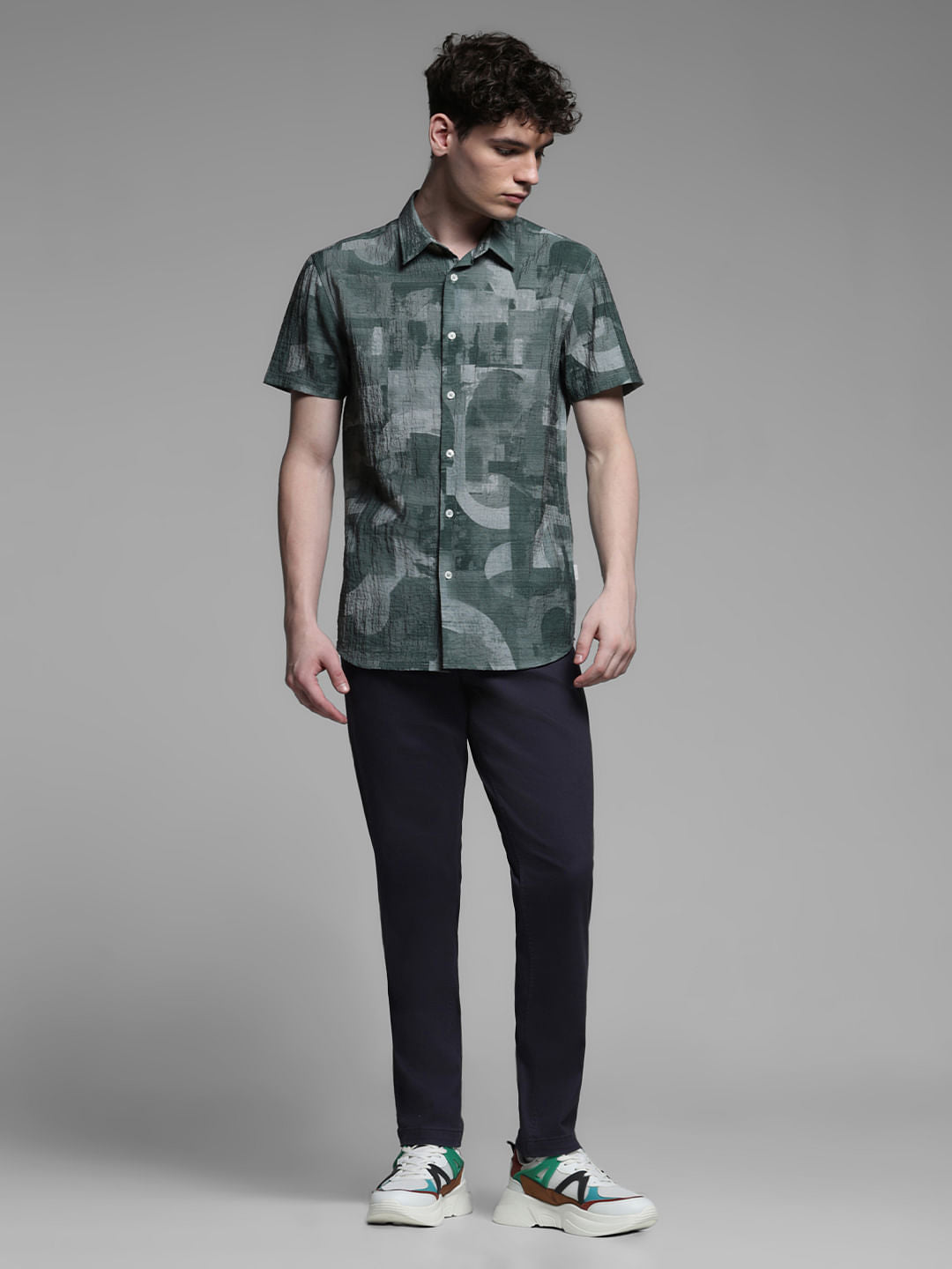 GREEN ABSTRACT PRINT SHIRT