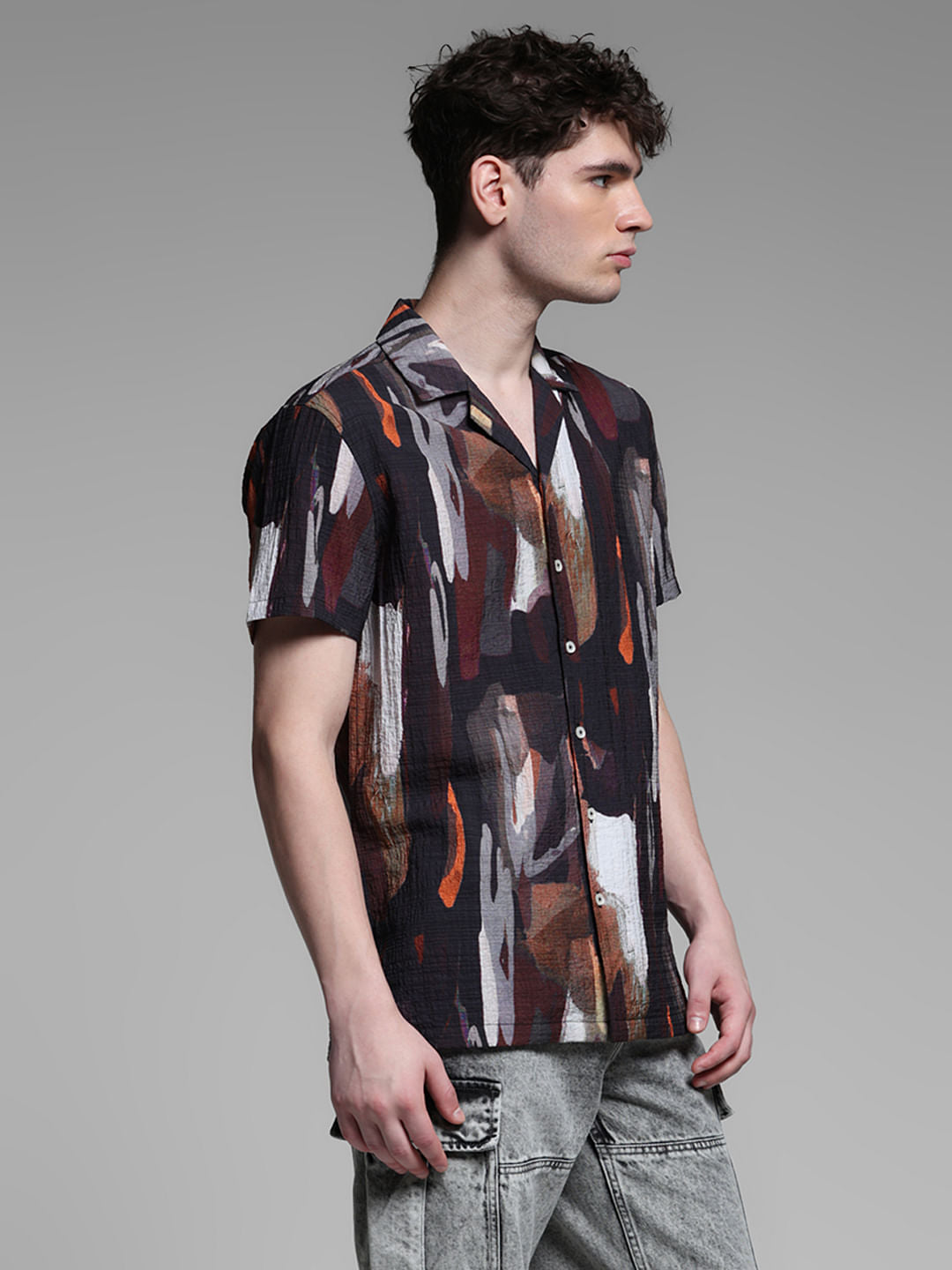 BLACK ABSTRACT PRINT SHIRT