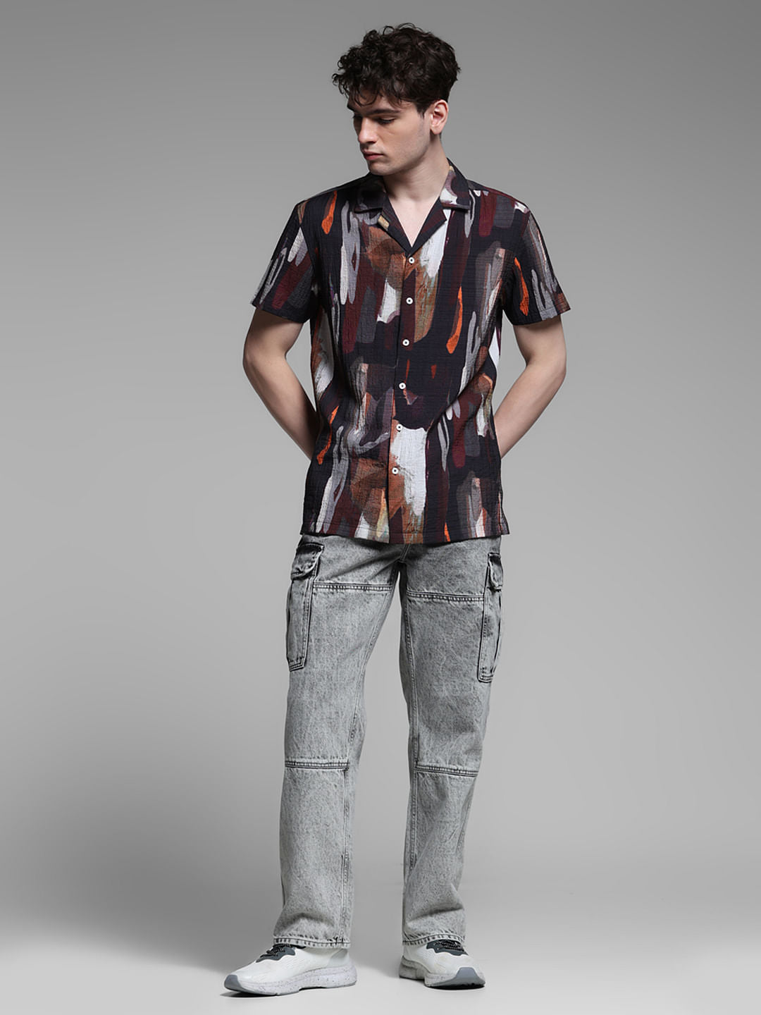 BLACK ABSTRACT PRINT SHIRT