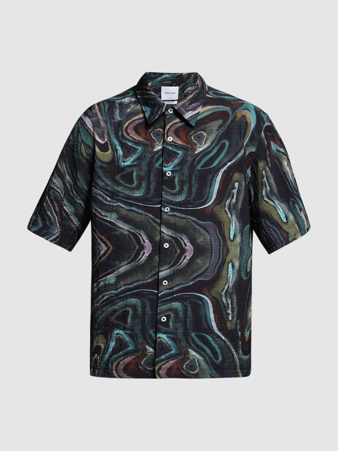 Black Printed Lyocell Oversized Shirt