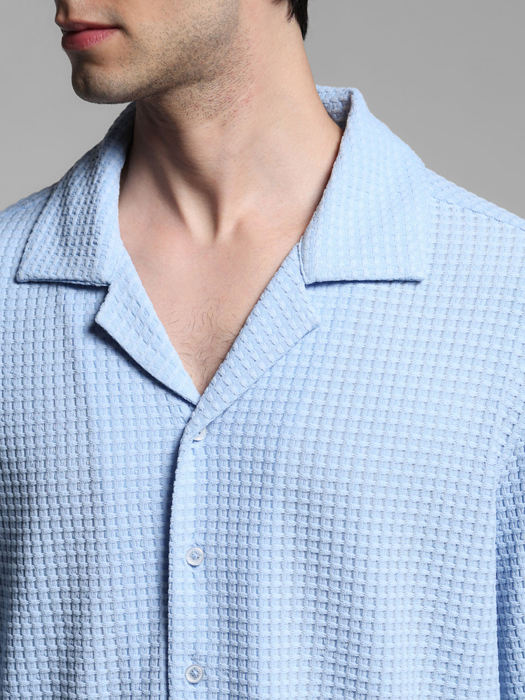 Blue Oversized Short Sleeves Shirt