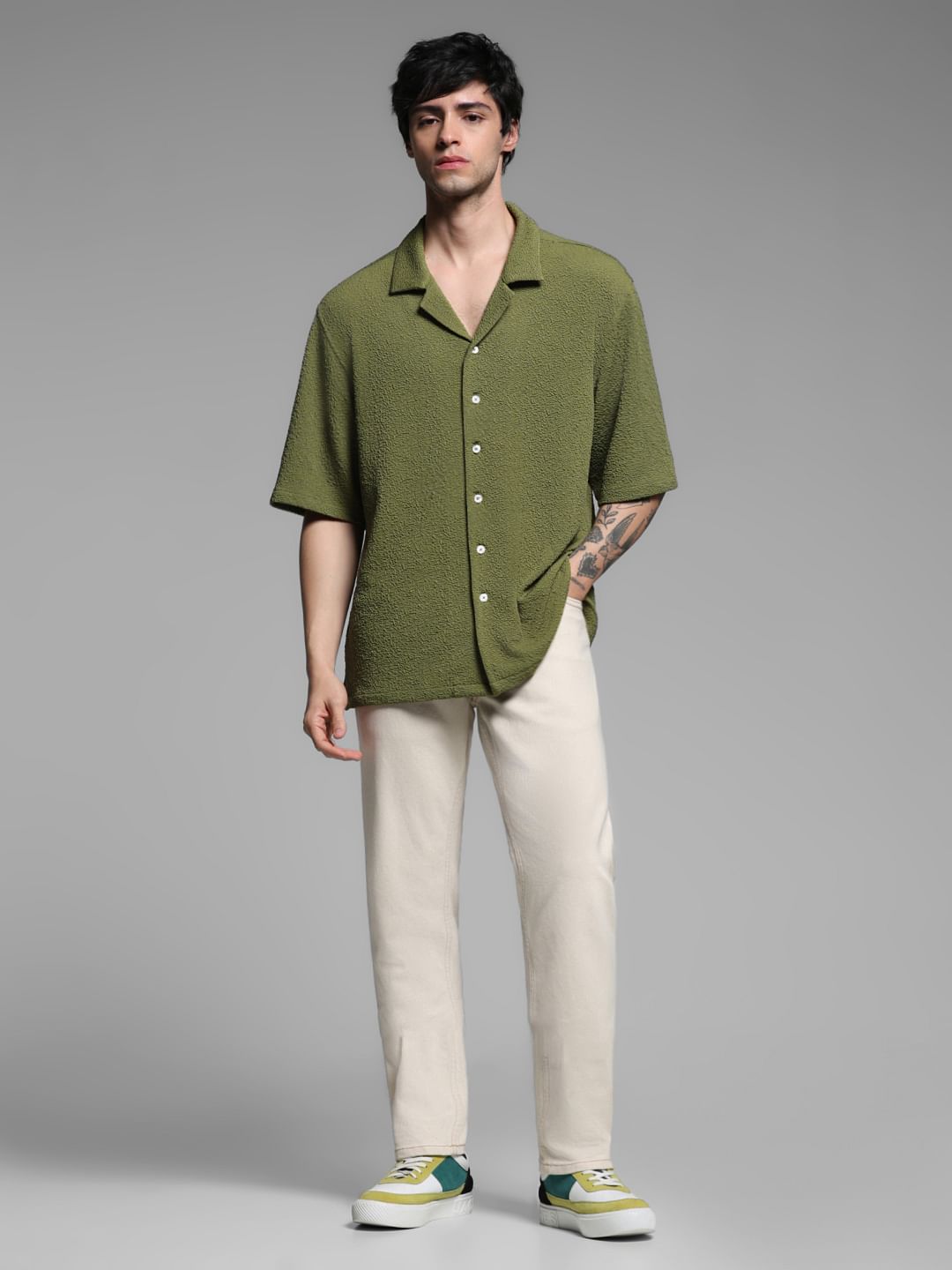 Olive Green Short Sleeves Shirt