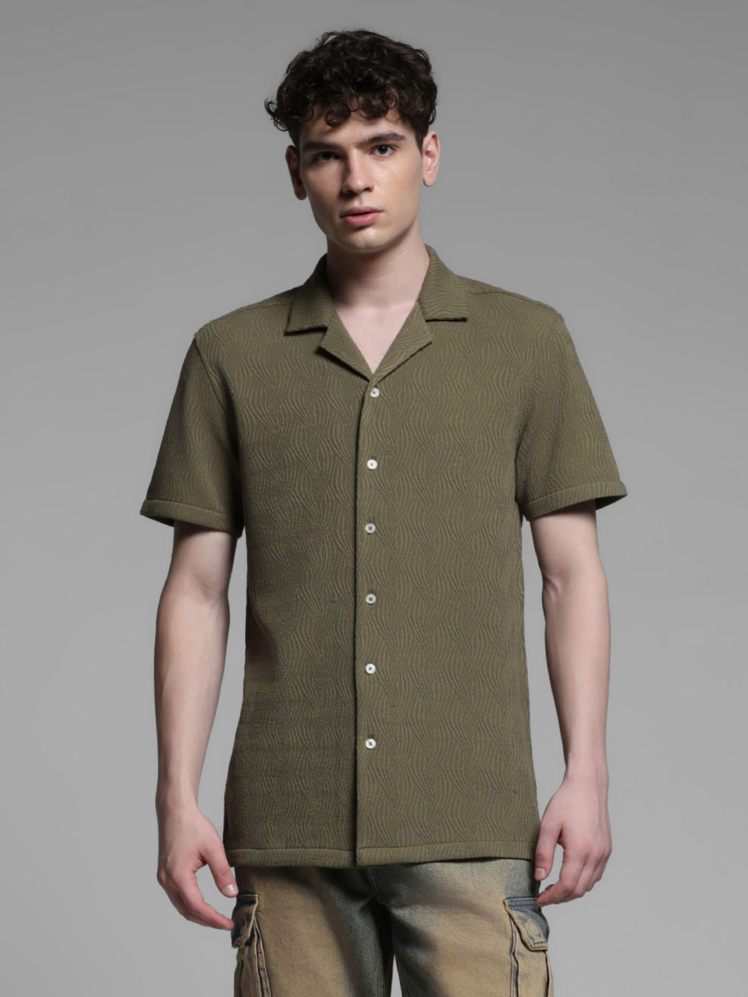 GREEN RESORT COLLAR SHIRT