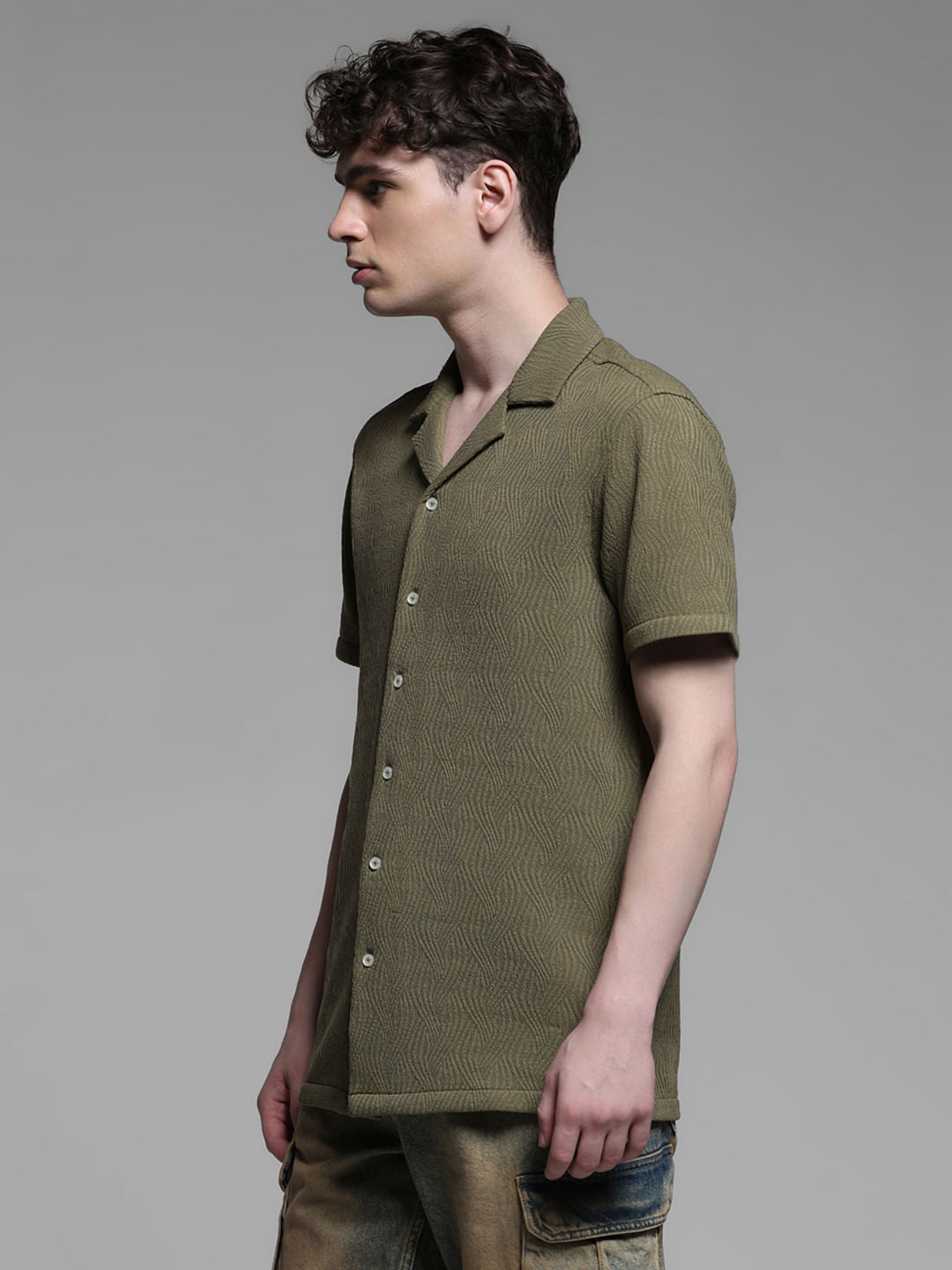 GREEN RESORT COLLAR SHIRT
