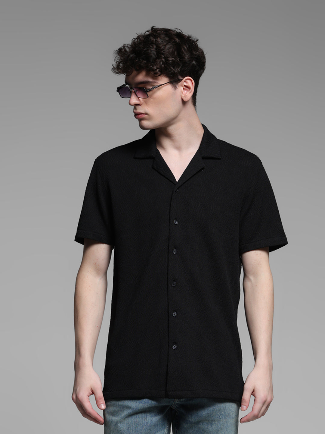 Black Resort Collar Shirt - S