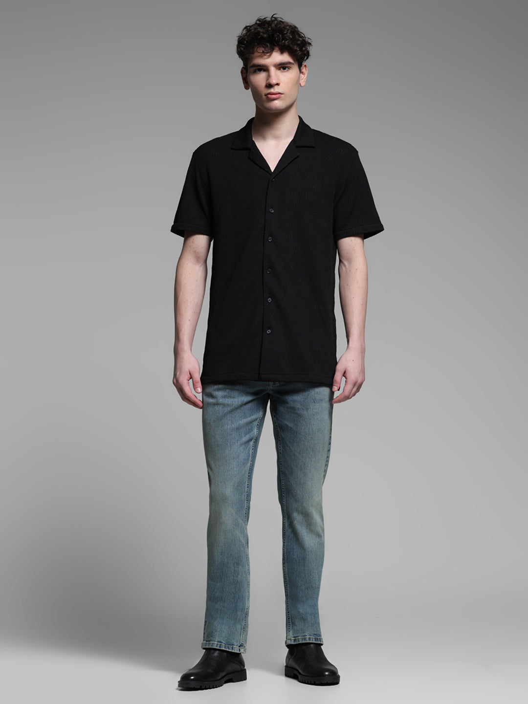 Black Resort Collar Shirt