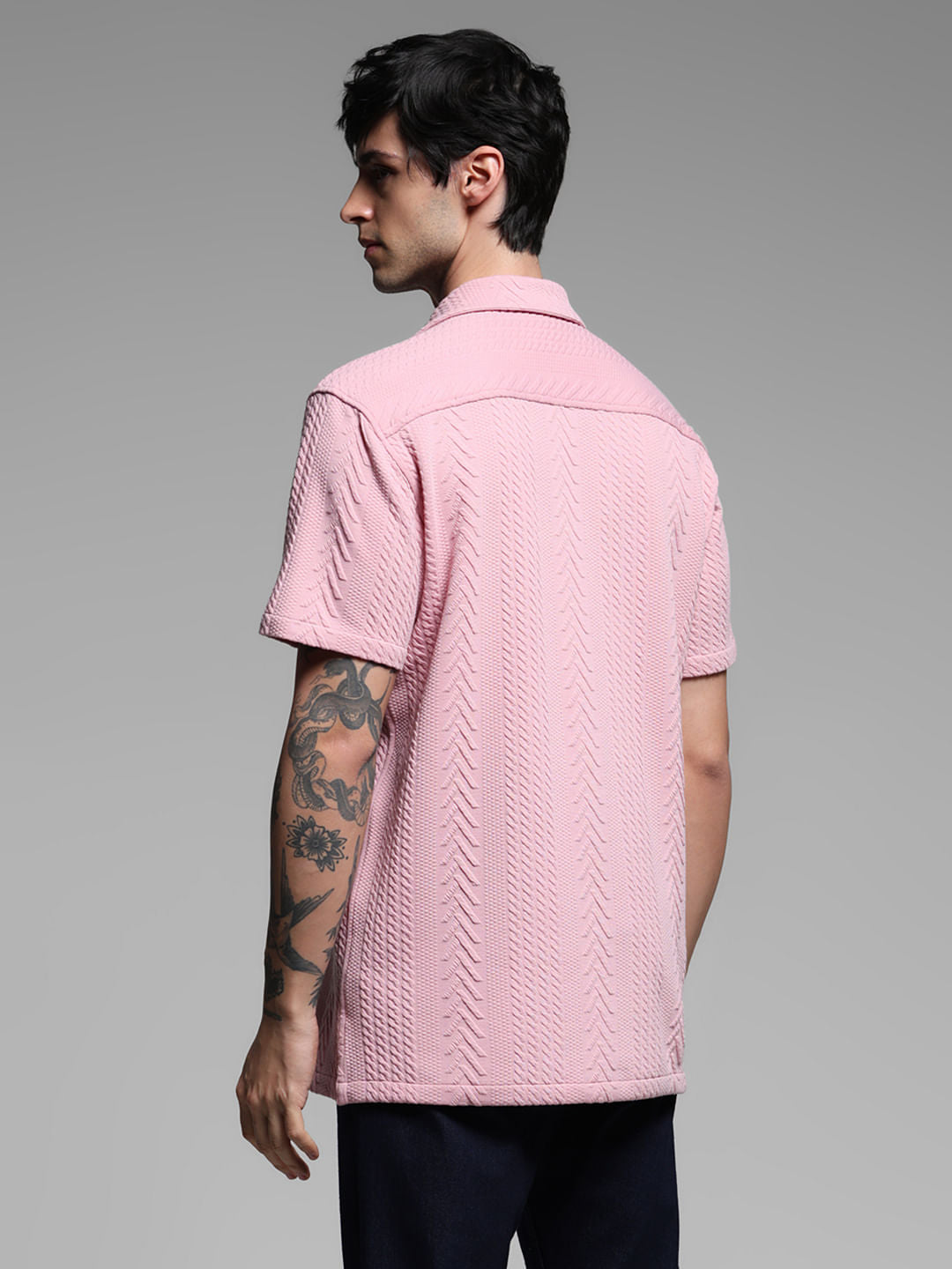 Lilac Textured Short Sleeves Shirt