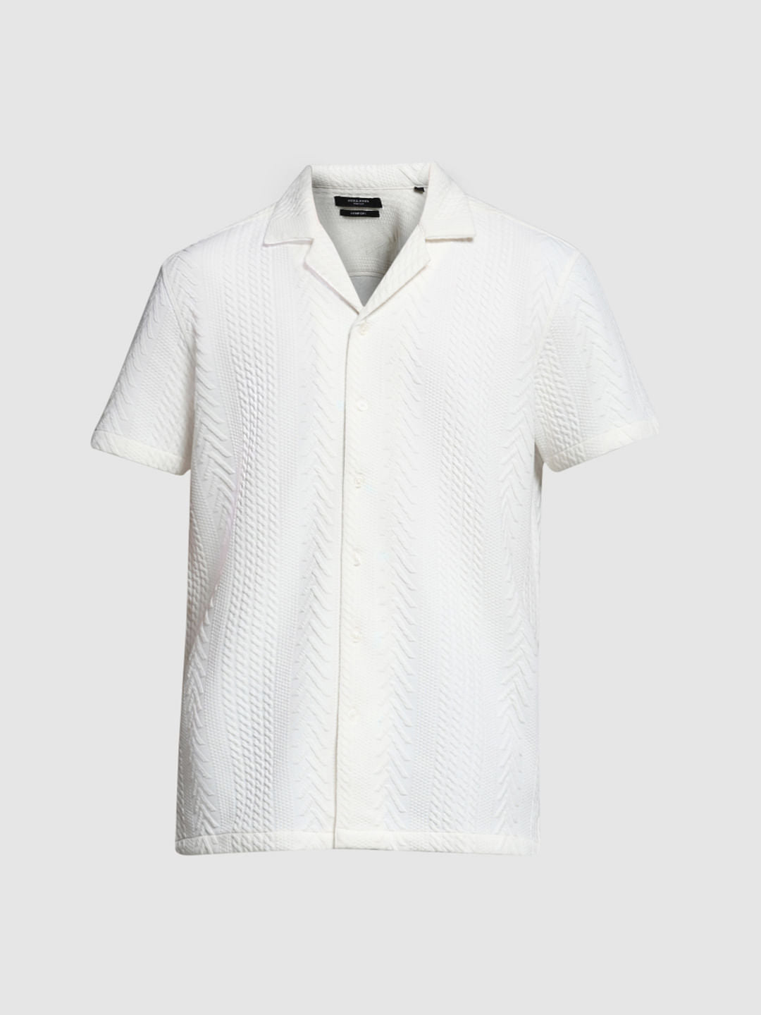 White Textured Short Sleeves Shirt