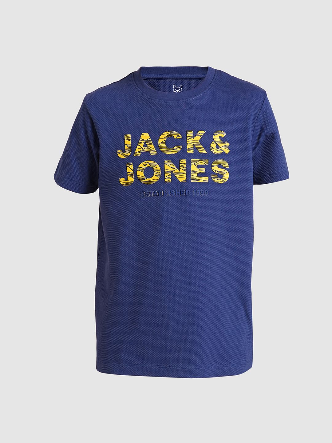 Boys Dark Blue Logo Print T-shirt