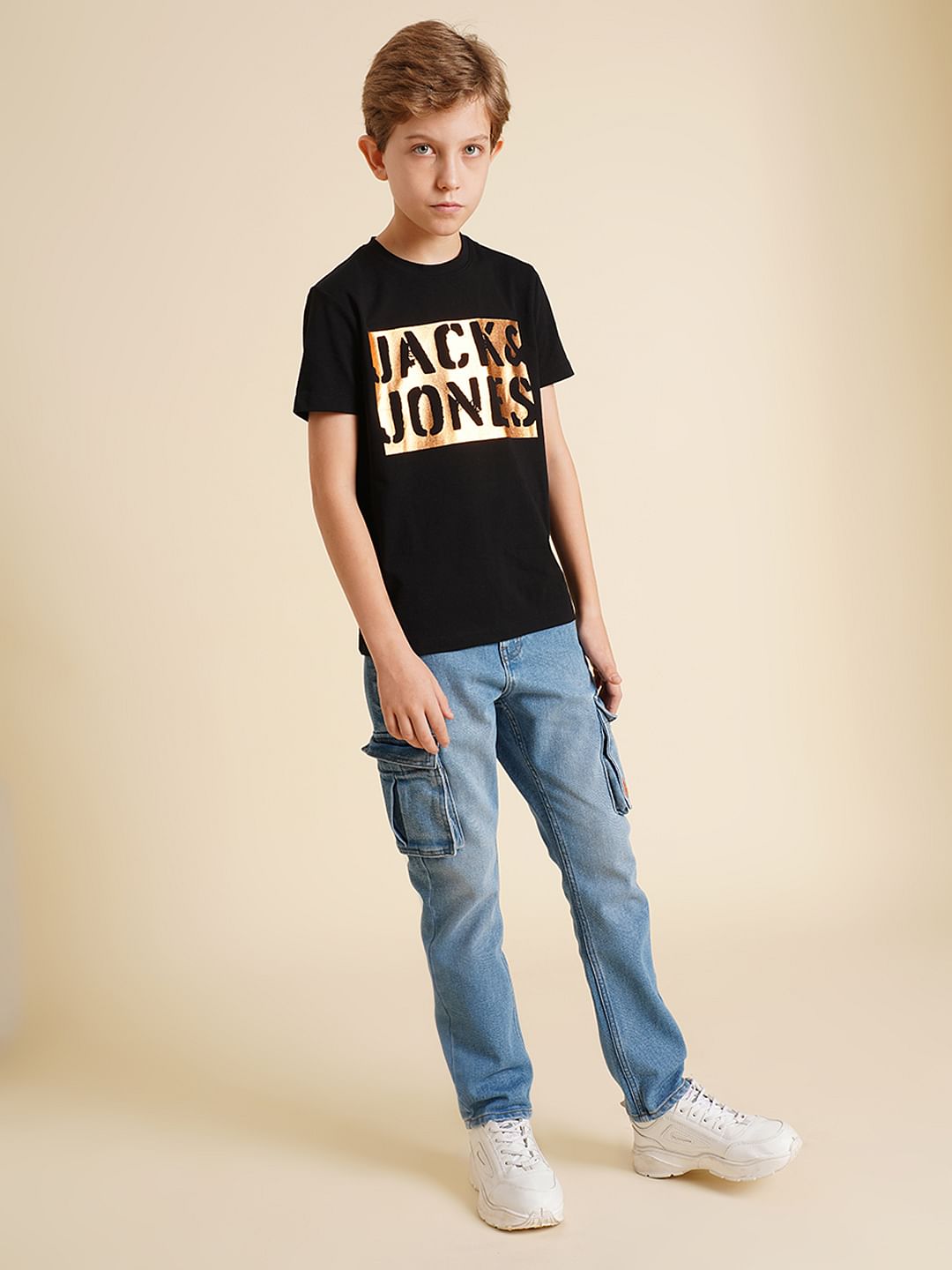 Boys Black Foil Logo Print T-shirt