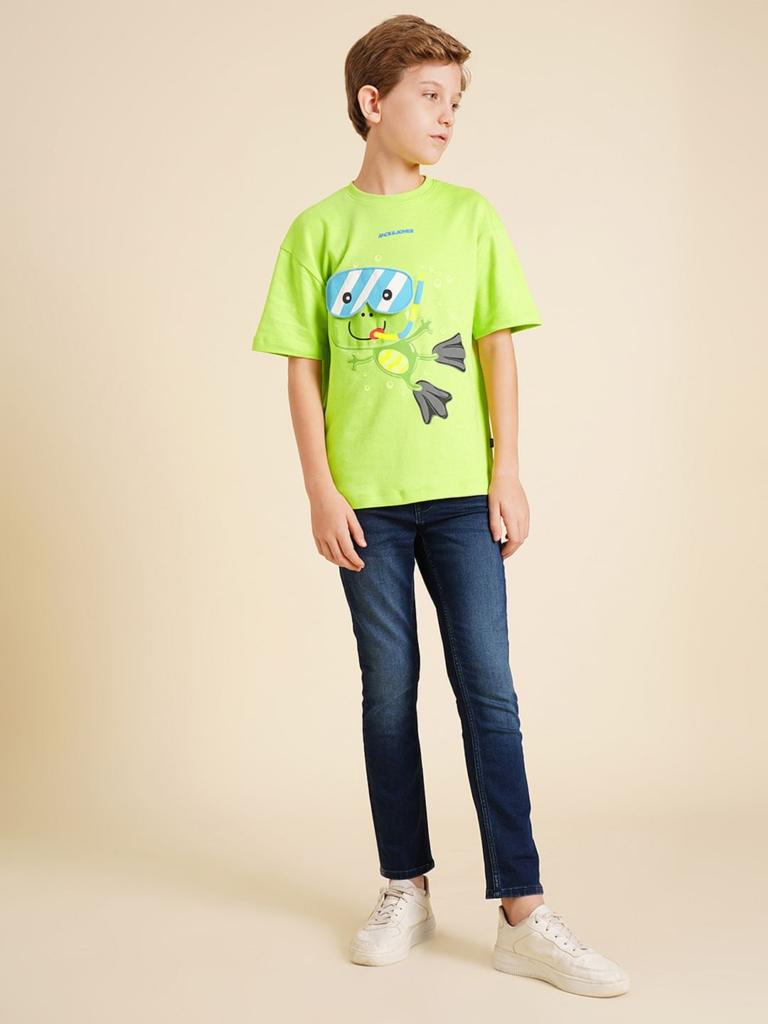 Boys Green Interactive Graphic Print T-shirt