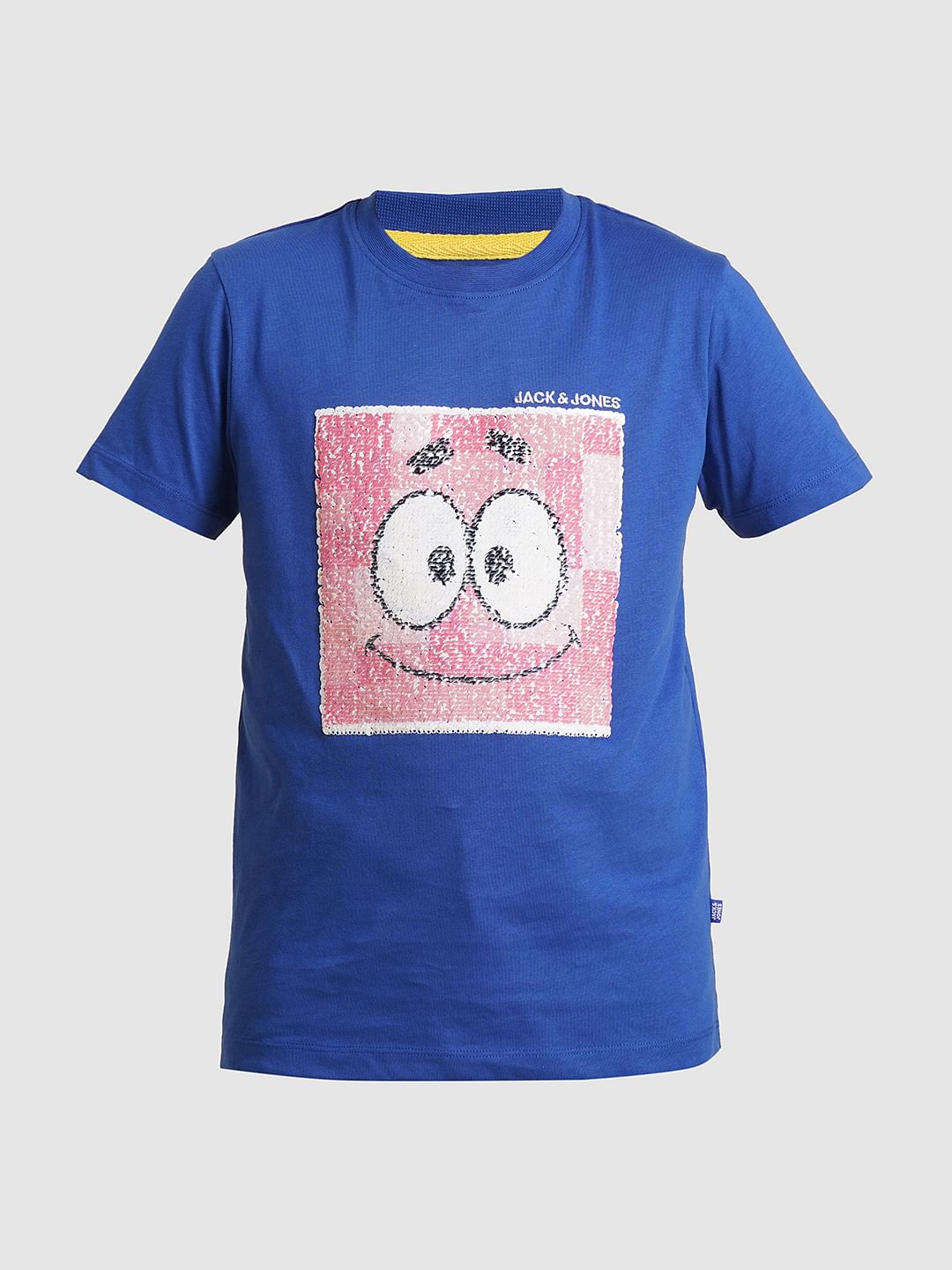 Boys Blue Embellished Print T-shirt