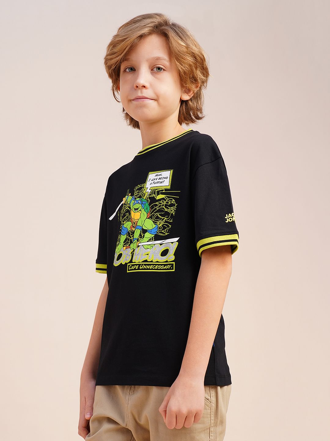 Boys Black Ninja Turtles Print T-shirt