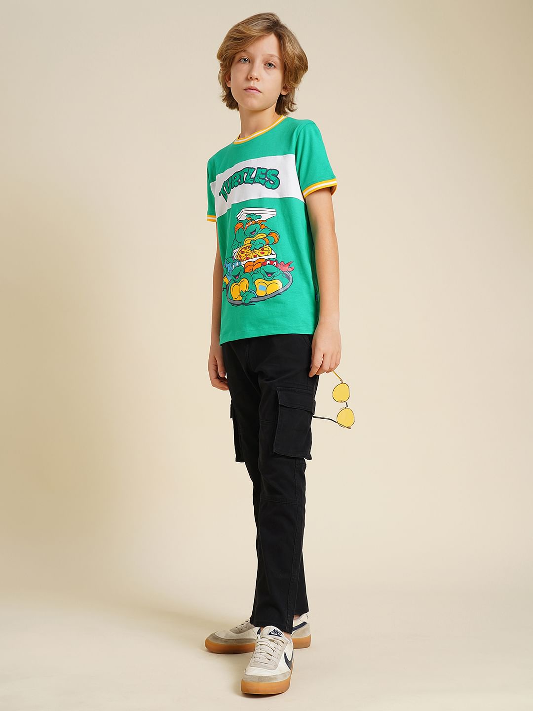 Boys Green Ninja Turtles Print T-shirt