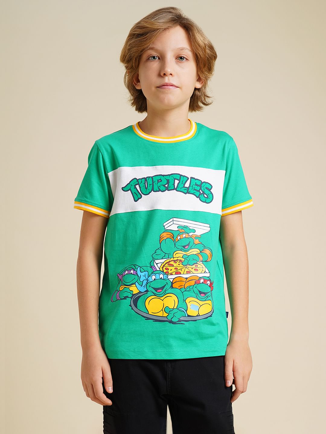 Boys Green Ninja Turtles Print T-shirt