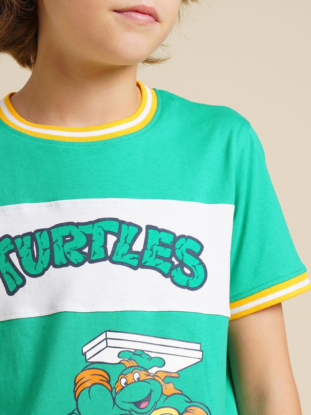 Boys Green Ninja Turtles Print T-shirt