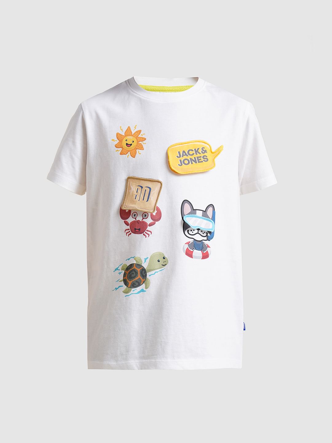 Boys White Graphic Print T-Shirt