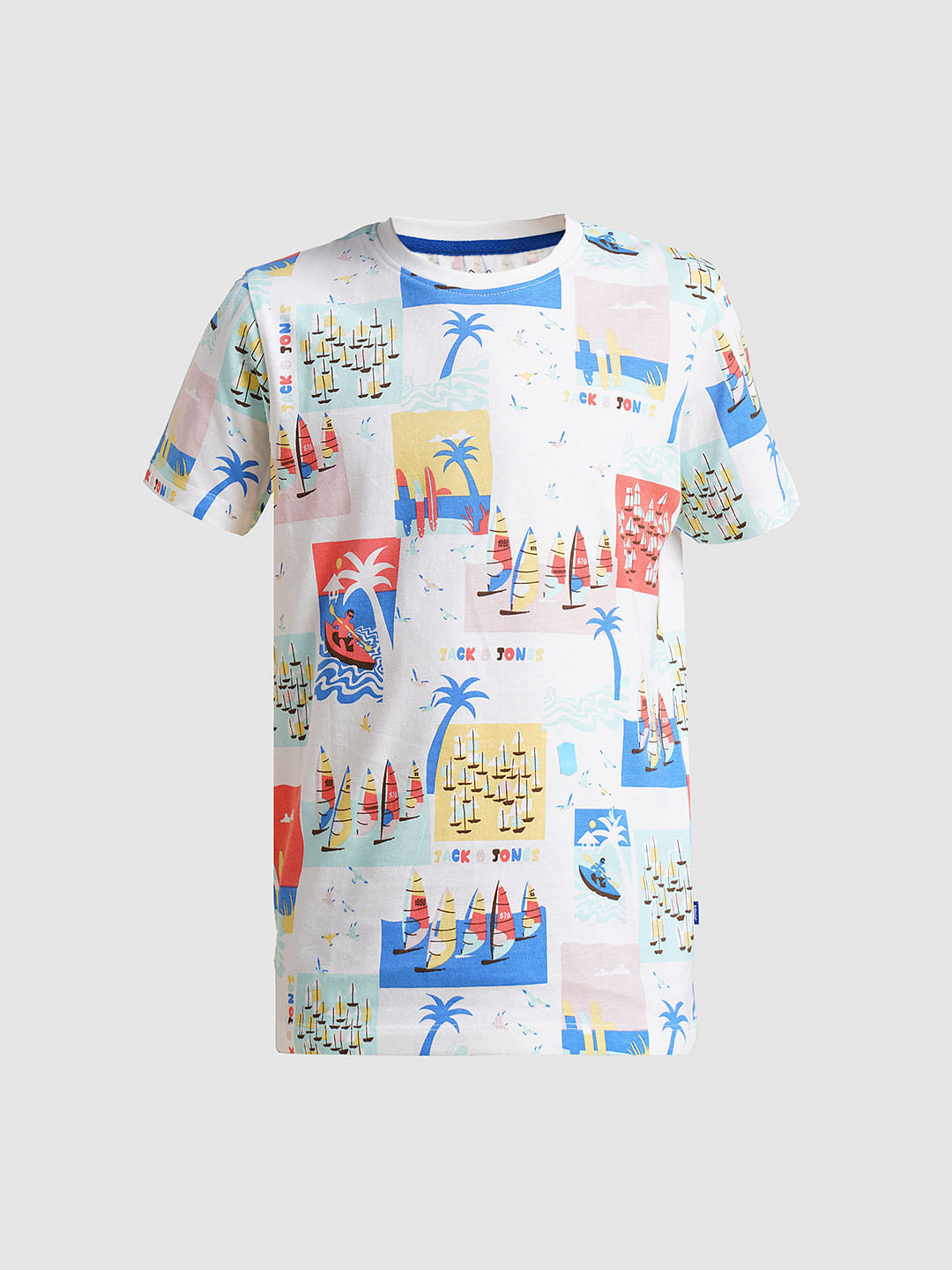 Boys White Sail Fest Print T-shirt