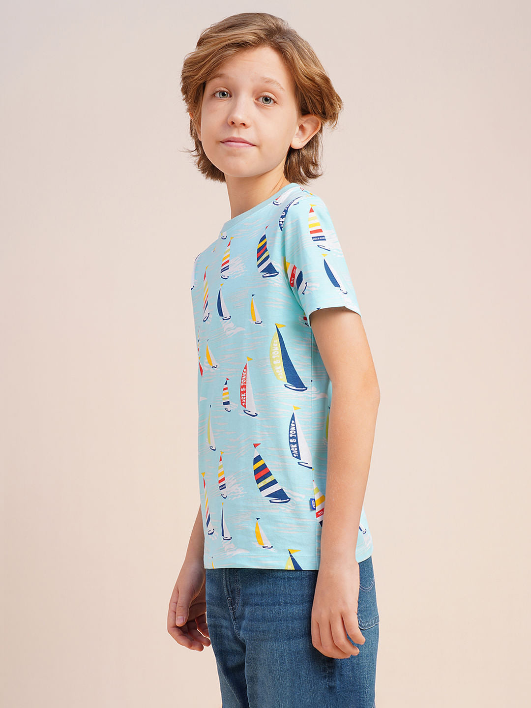 Boys Blue Sailing Boats Print T-shirt