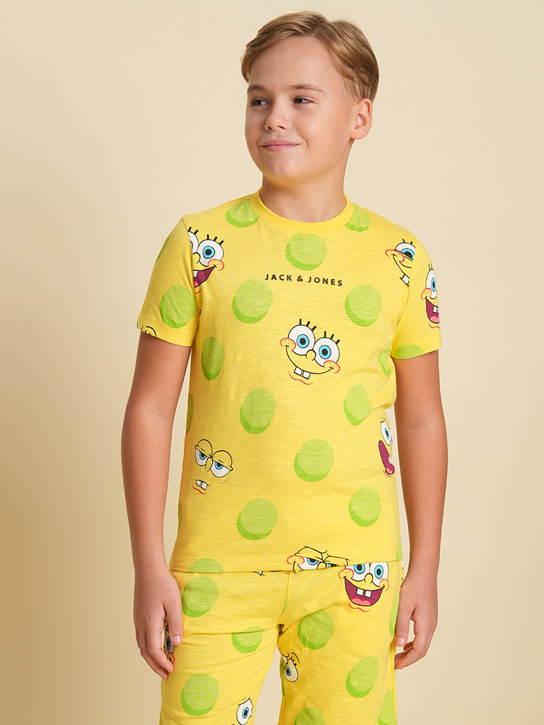 Boys Yellow SpongeBob Print Co-ord Set T-Shirt