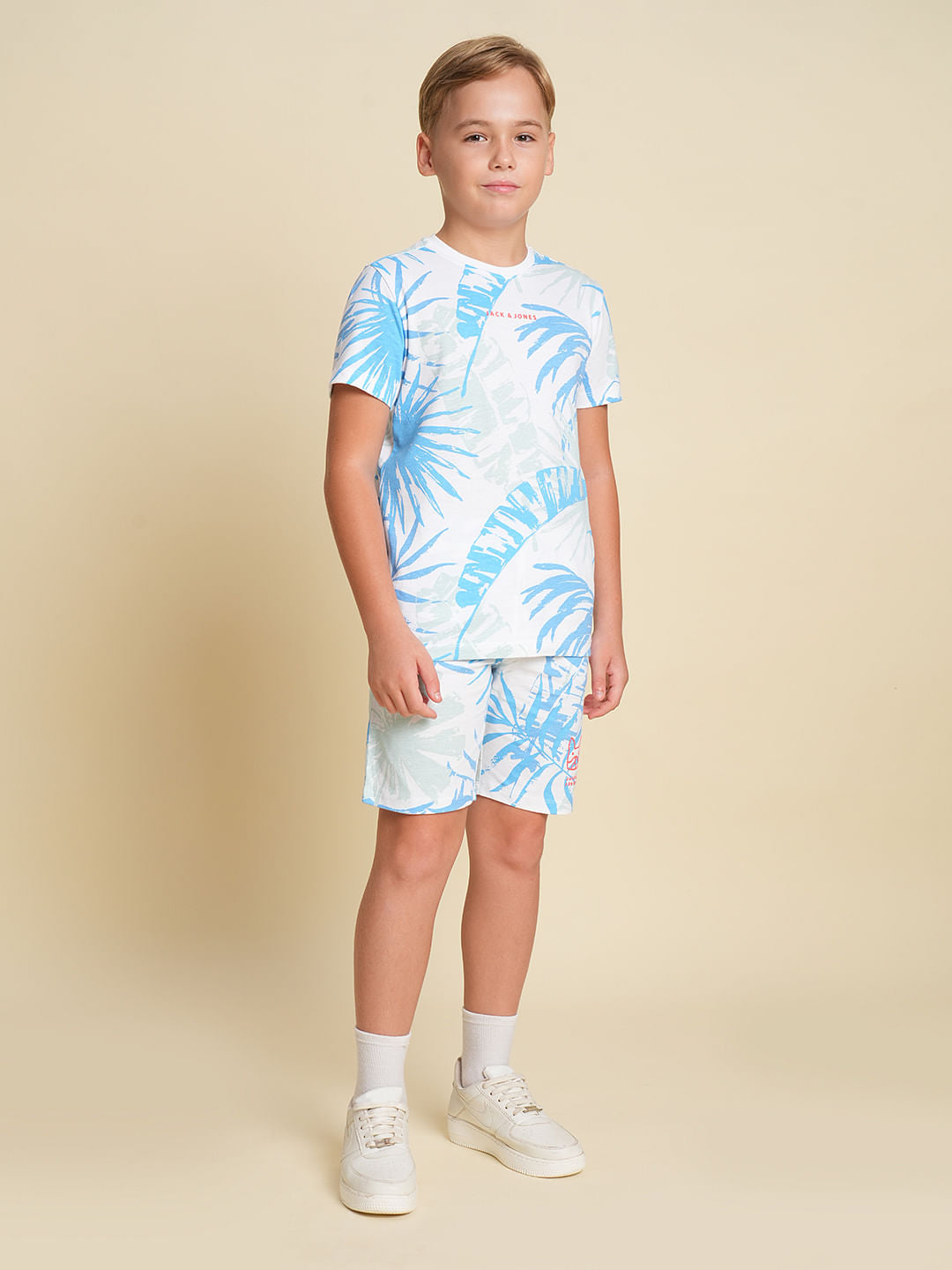 Boys Blue Tropical Print Co-ord Set Shorts