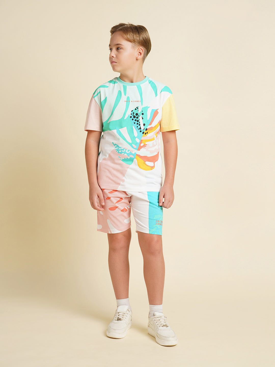 JACK&JONES JUNIOR Boys Blue Printed Co-ord Set Shorts