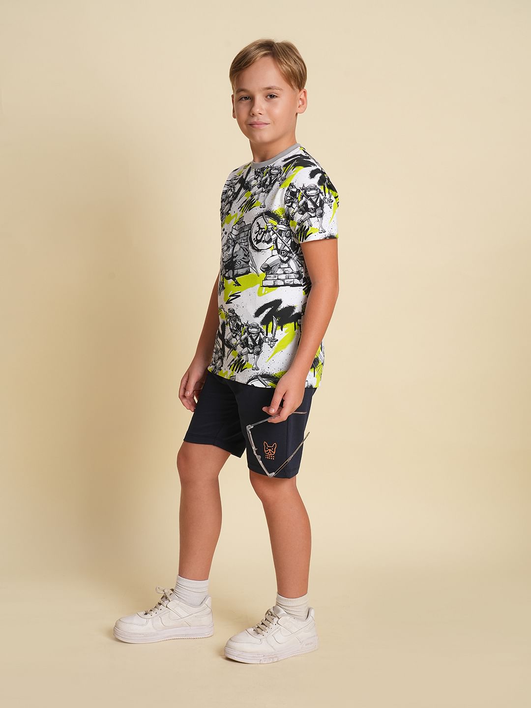 Boys Navy Blue Cotton Shorts - 3/4Y