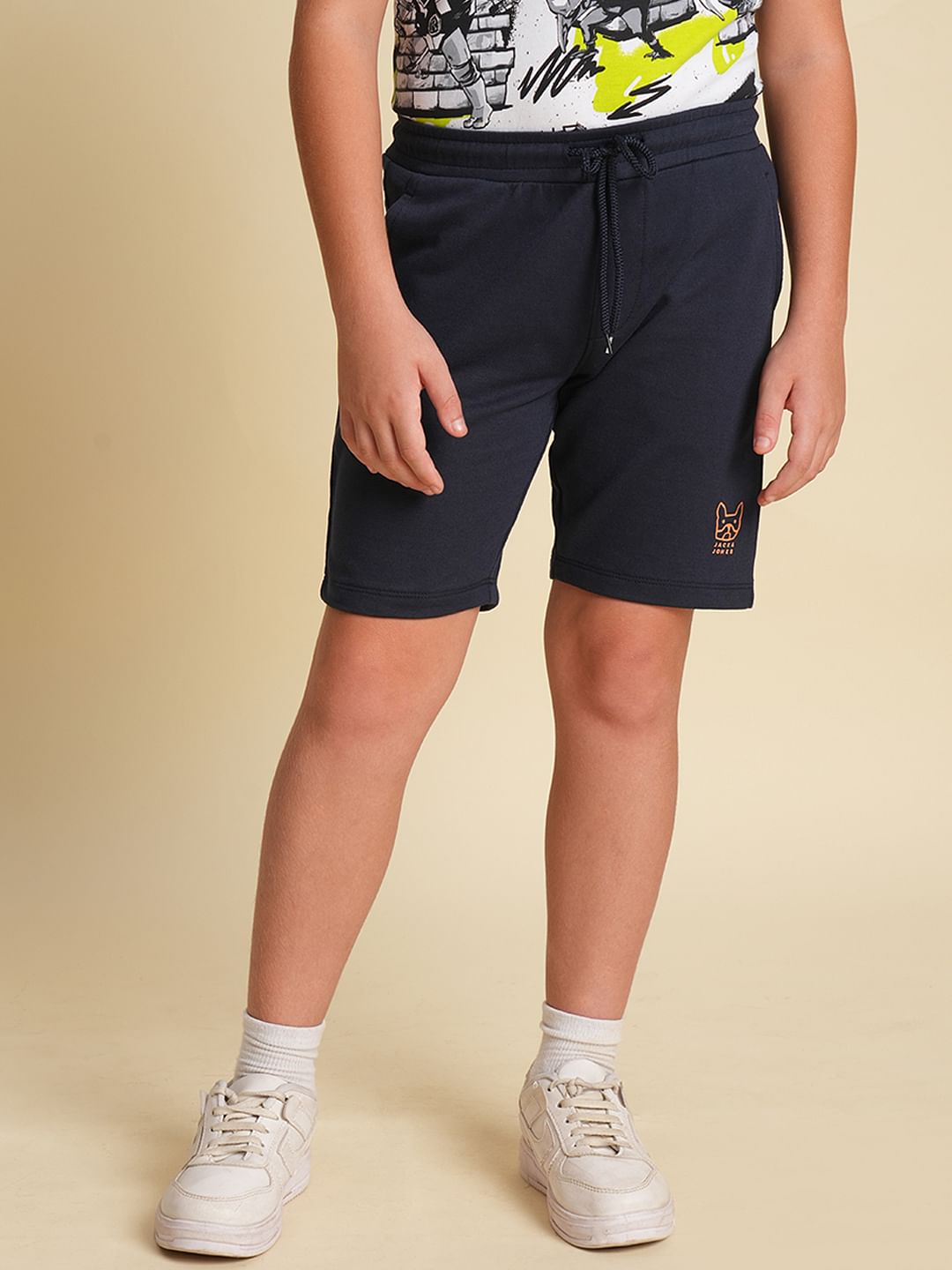 Boys Navy Blue Cotton Shorts