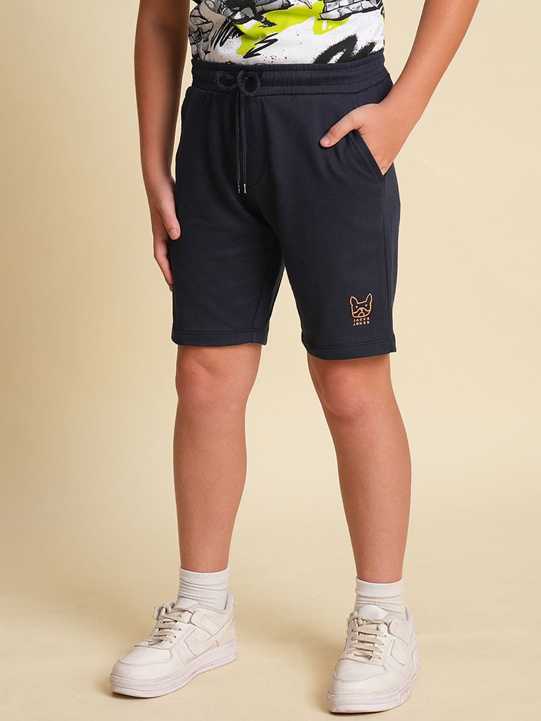 Boys Navy Blue Cotton Shorts