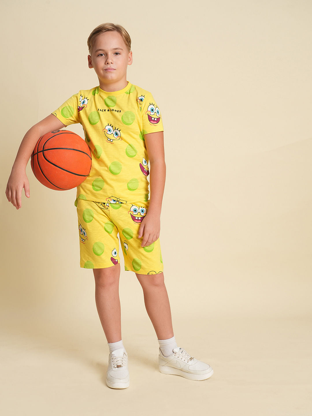 Boys Yellow SpongeBob Print Co-ord Set Shorts