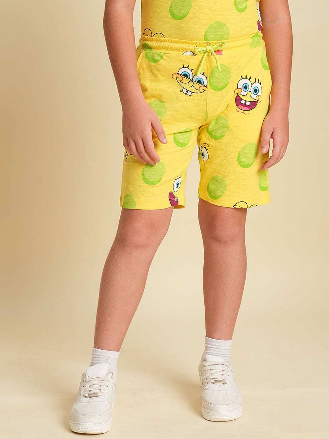 Boys Yellow SpongeBob Print Co-ord Set Shorts