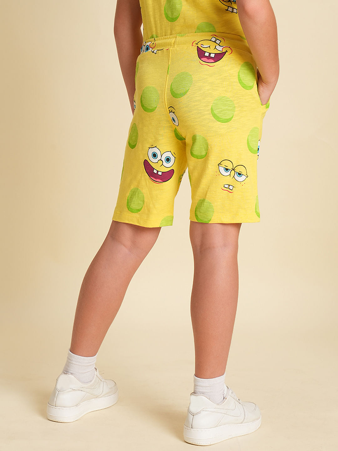 Boys Yellow SpongeBob Print Co-ord Set Shorts