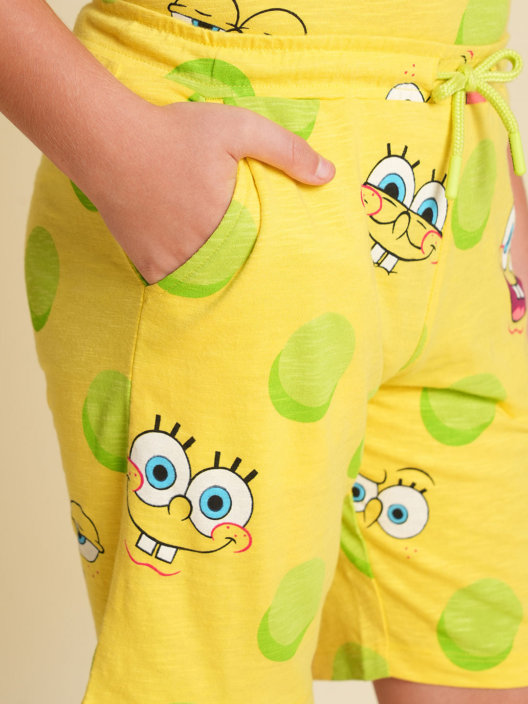Boys Yellow SpongeBob Print Co-ord Set Shorts