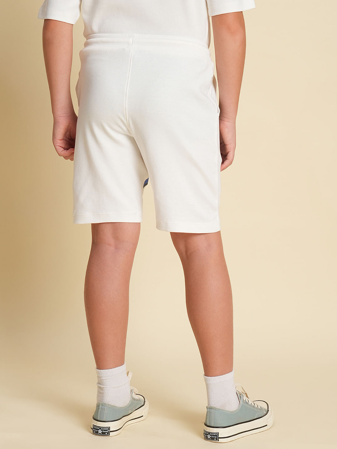 Boys White Printed Co-ord Set Shorts