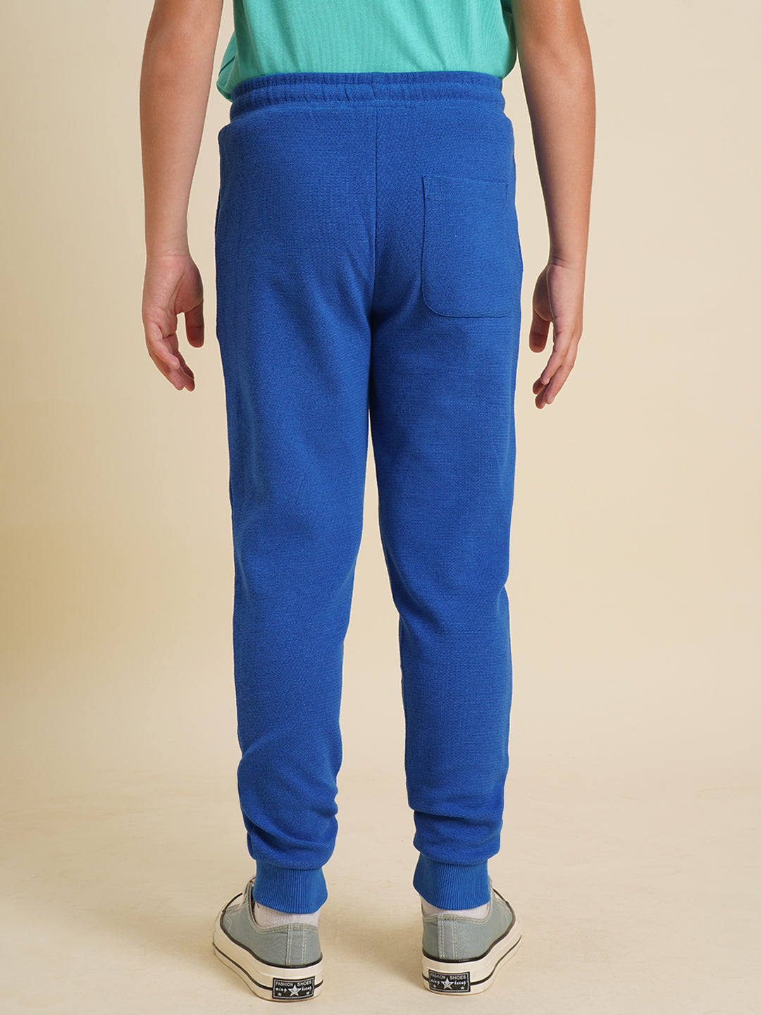 Boys Blue Textured Cotton Sweatpants