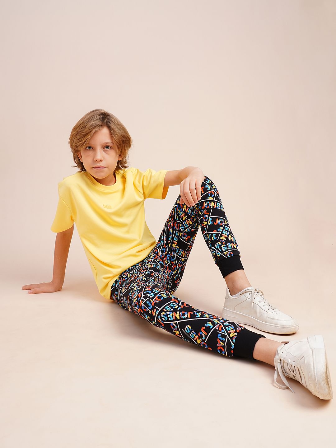 Boys Black Typographic Print Sweatpants