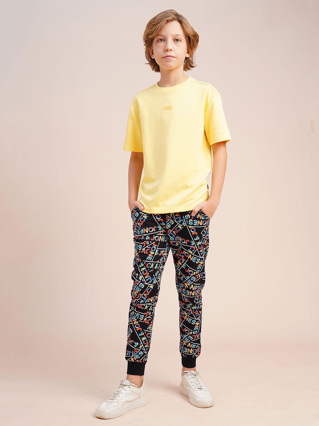 Boys Black Typographic Print Sweatpants