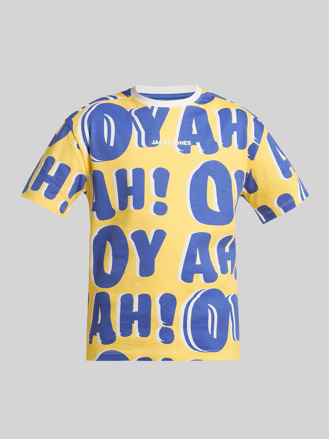 JACK&JONES JUNIOR Boys Yellow Typographic Print Co-ord Set T-shirt