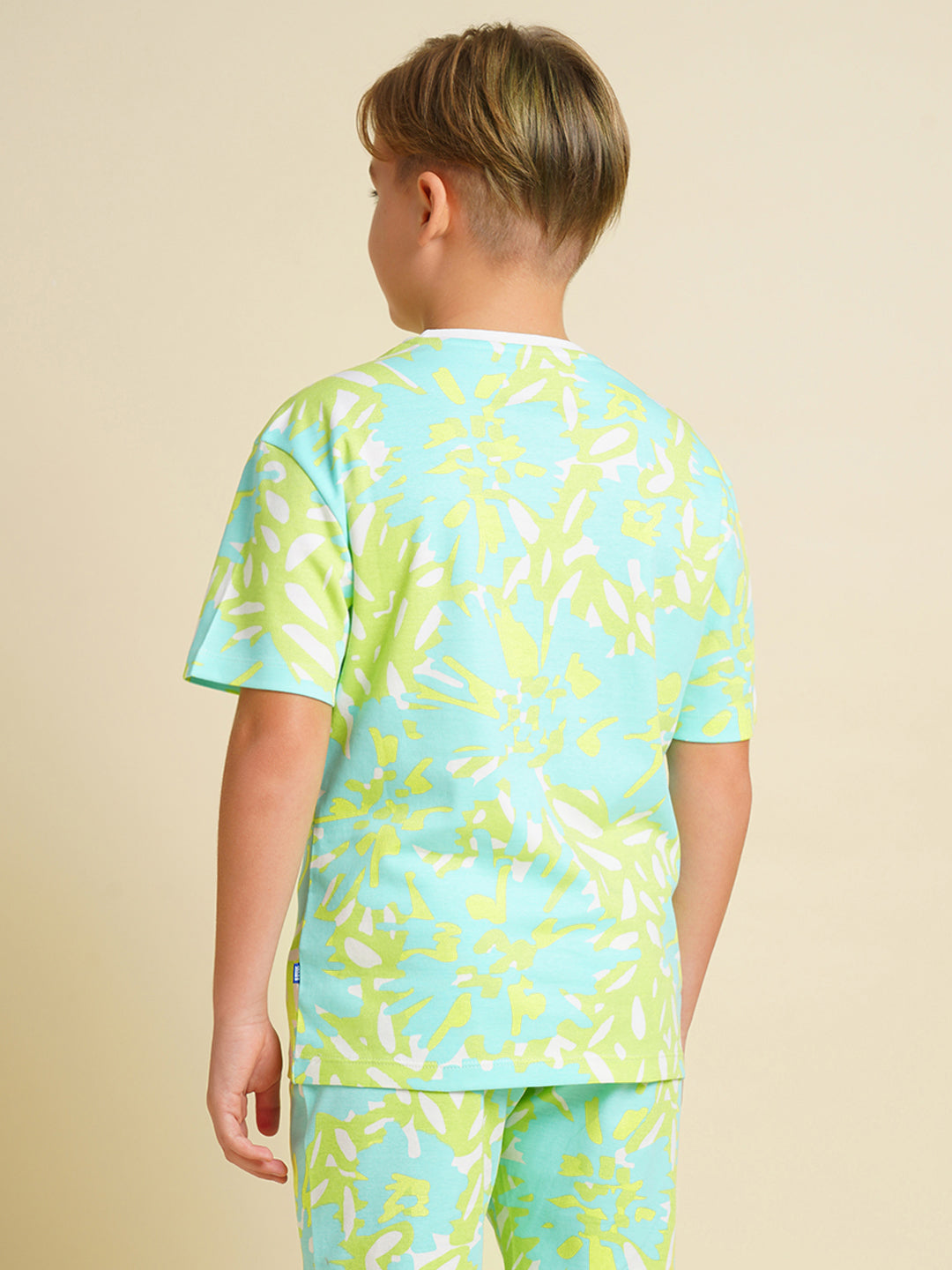 JACK&JONES JUNIOR Boys Blue Printed Co-ord Set T-shirt