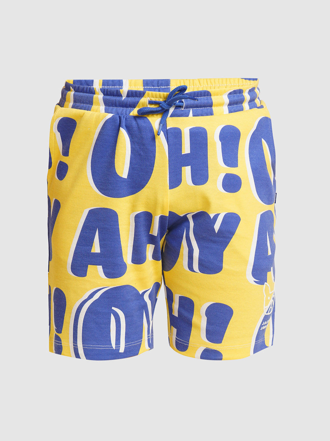JACK&JONES JUNIOR Boys Yellow Typographic Print Co-ord Set Shorts
