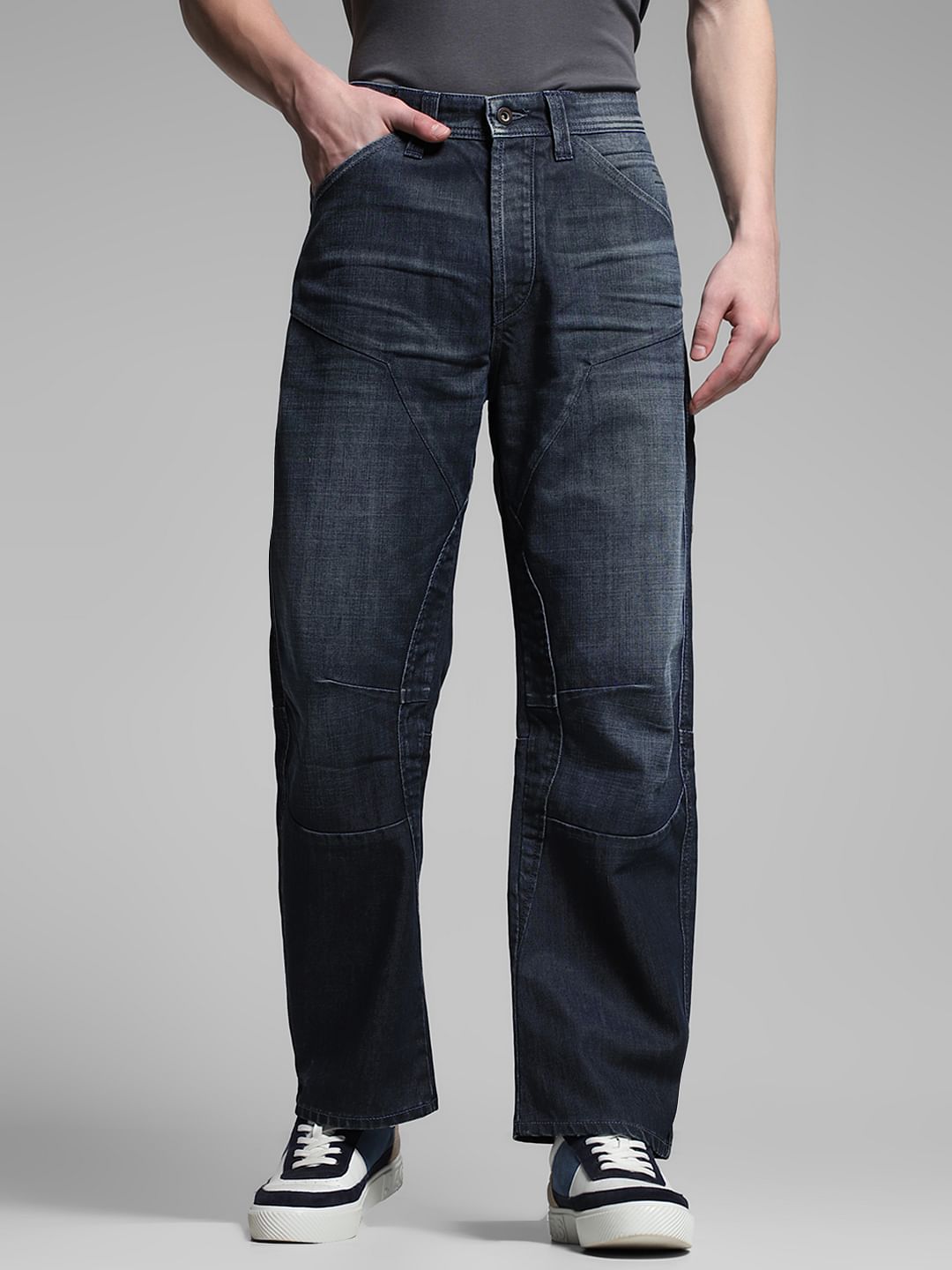 Dark Blue High Rise Loose Fit Jeans - 28/30