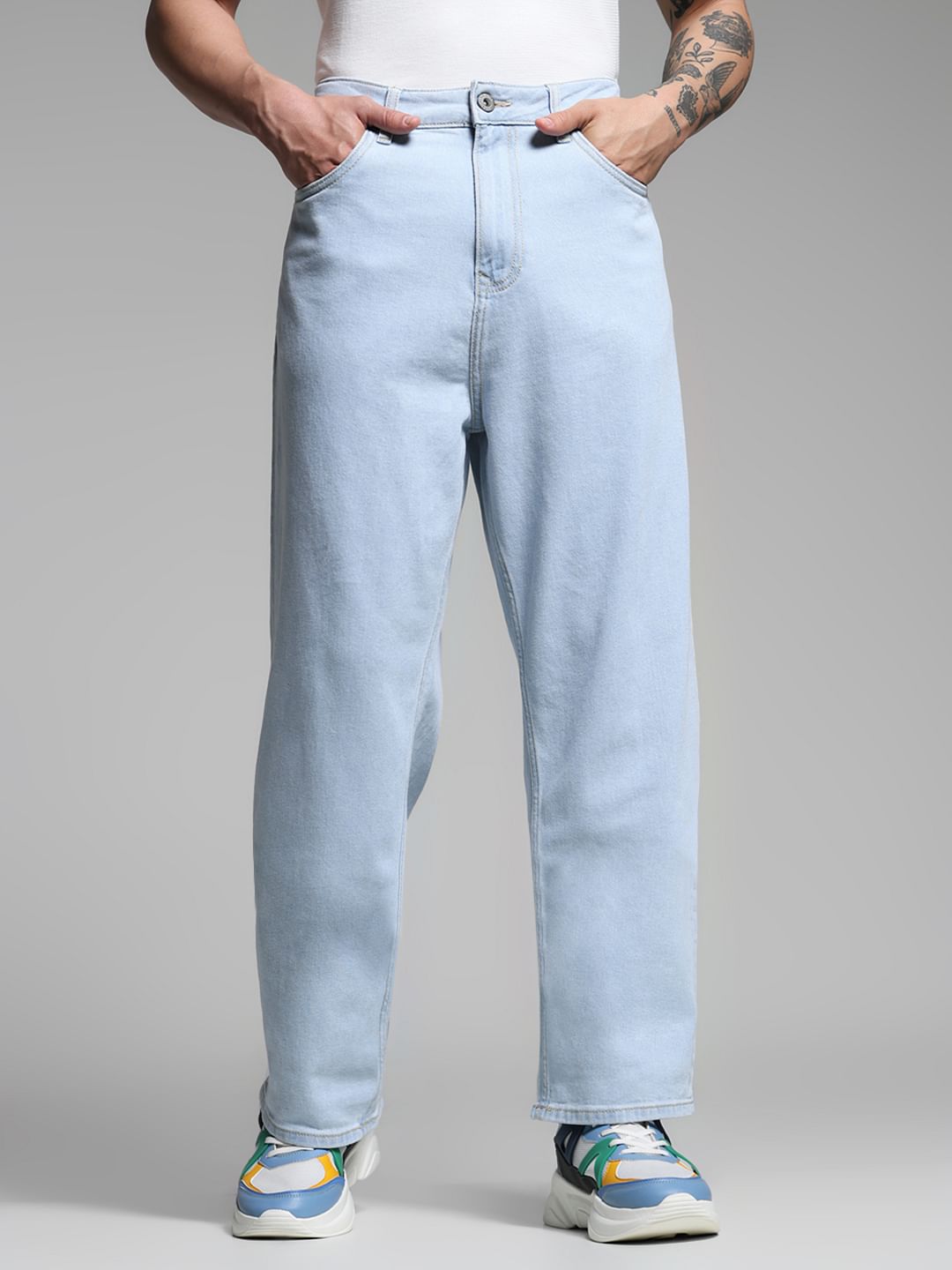 Light Blue High Rise Dario Loose Fit Jeans - 28/30
