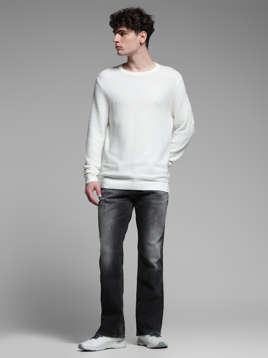 JACK&JONES Grey High Rise Ray Bootcut Jeans